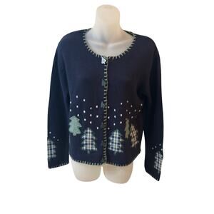 Vintage Christmas Hand Embroidered cardigan by Christopher & Banks- Holiday-